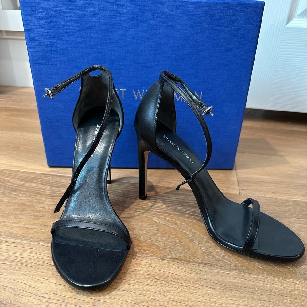Black Leather Nudistsong Strap Sandal 80mm - runs small